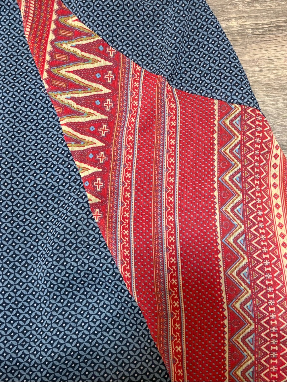 Vanilla Star Navy Blue Red Patterned Patchwork Tank Top - Picture 2 of 7